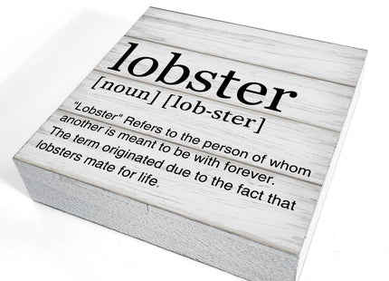 Lobster Definition Decor Lobster Definition Wooden Box Sign Rustic Desk Decorative Wooden Sign Home Decor for Desk Table Shelf 5 x 5 Inches