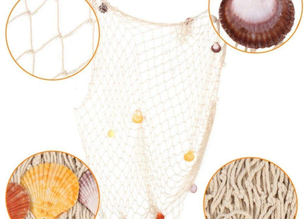 Rosoz Nature Fish Net Wall Decoration with Shells, Ocean Themed Wall Hangings Fishing Net Party Decor for Pirate Party,Wedding,Photographing Decoration