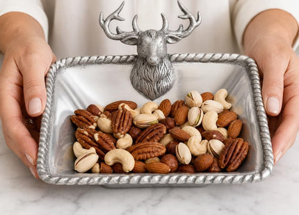 Arthur Court Elk Head Nut Bowl - Lodge Style Aluminum Serving Dish for Snacks - 6.5 Inch