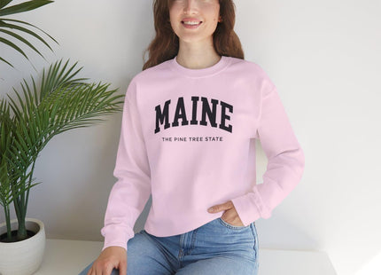 CUSTOMI Maine Adult Unisex Crewneck Sweatshirt, Light Pink, L