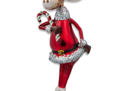 Chubby Moose Glass Christmas Ornament