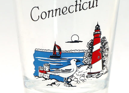 World By Shotglass Connecticut Lighthouse Scene Shot Glass