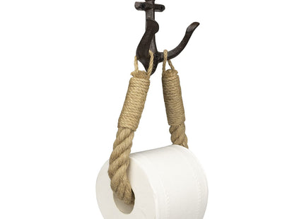 ROXLLGJC Nautical Rope Toilet Paper Holder Coastal Towel Holder with Metal Hook for Bathroom Decor (Black)