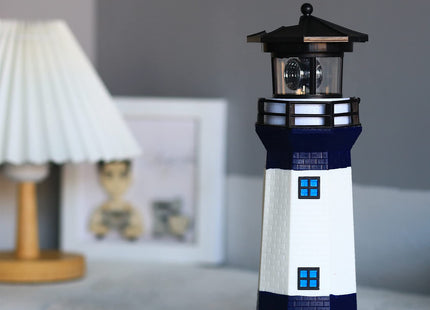 HSHD Lighthouse with Rotating Beacon LED Lights - Solar Lighthouse Lamp Outdoor Decorative for Garden Patio Well Cover Gifts(Blue2)