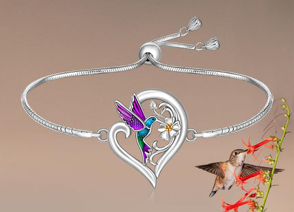 Hummingbird Bracelets for Women Sterling Silver Purple Hummingbird Bracelet