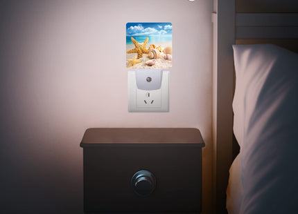 Oeaskly Starfish and Seashells Beach Night Light,Night Lights Plug into Wall for Boys Girls, Led Lights Indoor Home Decor 0.5W Nightlight Sleep Friendly