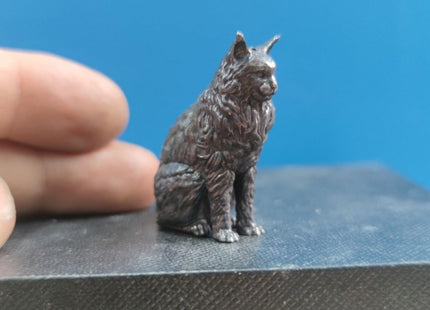 Generic Brass Maine Cat Figurines,Metal Animal Pet Sitting Posture Kitten Statue Sculpture Desktop Ornament Sand Table Bonsai Micro Landscape Decor Accessories, sytd1112240603002