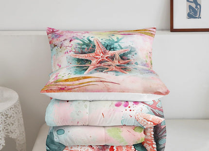 Erosebridal Ocean Theme Comforter Set, Girly 3D Starfish Bedding Comforter Sets, Girls Cherry Blossom Flowers Bedding Set, Kids Marine Life Duvet Insert, Japanese Style Quilted Duvet, Twin