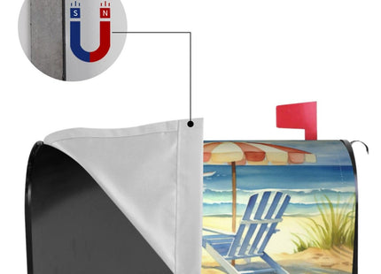 Summer Mailbox Covers Magnetic Standard Size 18" X 21" Beach Life Mail Box Cover Summer Nautical Magnetic Post Wraps Letter Box Cover for Home Garden Yard Decor