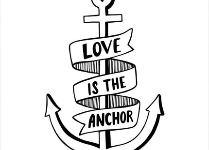Ambesonne Anchor Duvet Cover Set, Hand Drawn Monochrome Nautical Motifs Love is Words and Heart, Decorative 3 Piece Bedding Set with 2 Pillow Shams, King Size, White Black