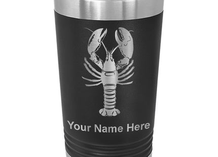 LaserGram 16oz Vacuum Insulated Pint Tumbler, Lobster, Personalized Engraving Included (Black)