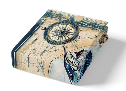 Feelyou Marlin Swordfish Bed Set Nautical Anchor Bed Sheets for Kids Boys Girls Ocean Marine Theme Sheet Set Fishing Bedding Sheets 1 Sheet Set with 1 Pillowcase Twin Size