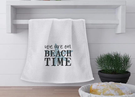 OHSUL We are On Beach Time Highly Absorbent Beach Towels Kitchen Towels Dishcloth,Inspirational Quote Summer Beach Starfish Hand Towels Tea Towels for Bathroom Kitchen Decor,Gifts for Beach Lovers