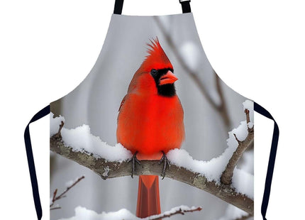Xuwenz Red Cardinal Waterproof Apron Kitchen Chef Aprons Bibs for Grooming Cooking Baking Painting Gardening