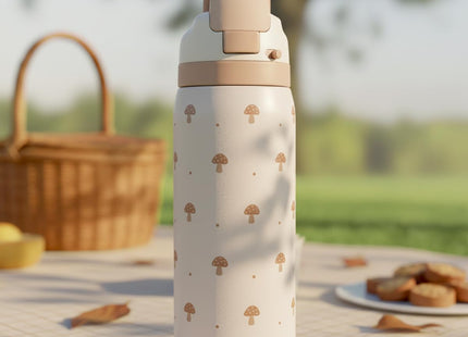 SANDJEST Mushroom Stainless Steel Push-button Lid Water Bottle 32oz