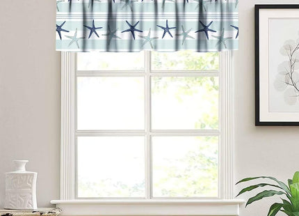JanJCurt Coastal Starfish Curtain Valances, Summer Nautical Beach Blue Turquoise Starfish Sea Ocean Life Rod Pocket Valance Short Window Treatments for Bedroom Kitchen Living Room, 54x18in