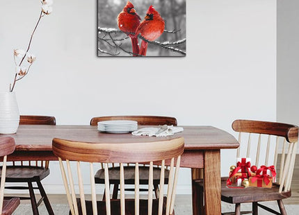 Cardinal Wall Art Red Bird Canvas Prints Cardinal Painting Picture Stretched and Framed for Holiday Decor 12x16inch