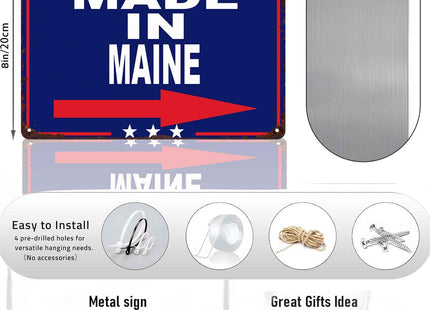 Made in Maine Vintage Metal Wall Art Signs 8X12 Inch
