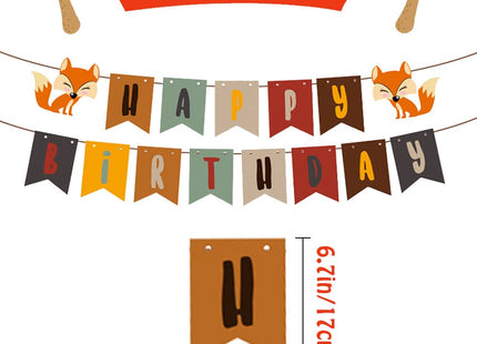 Fox Theme Birthday Party Supplies Decorations, 38PCS Fox Party Supplies Kit includes Fox Happy Birthday Banner, Fox Balloons and Various Party Tableware Supplies with Cartoon Fox
