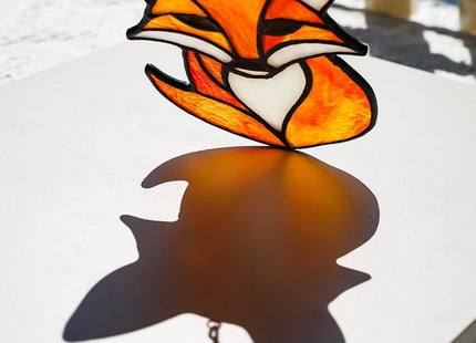 HAOSUM Fox Stained Glass Suncatcher for Window Hanging Fox Home Decorations