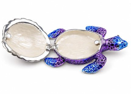 SEVENBEES Purple Sea Turtle Figurine Decorative Jewelry Boxes Hinged Trinket Box Sea Turtle