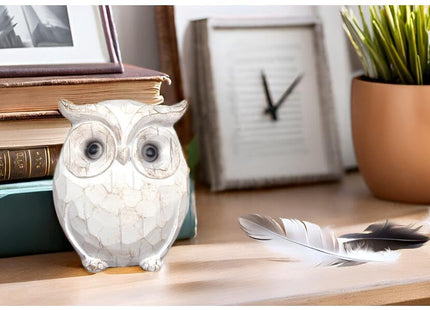 QIAOIDEA Rustic Carved Owl Figurine - Chubby Owl Decor for Home and Office - Shelf, Desktop, Cabinet, Fireplace Mantel
