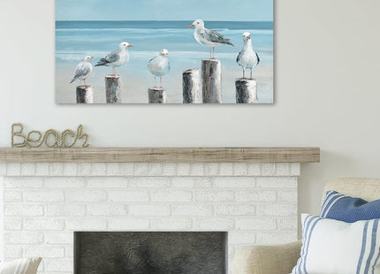 Yidepot Coastal Seagull Poster Decor- Seabird Canvas Beach wall art, Lake and Sea Ocean Themed Artwork for Bedroom Bathroom Art 20"x40"