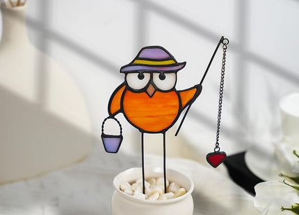 HAOSUM Owl Stained Glass Suncatcher for Window Hanging,Owl Gifts for Women