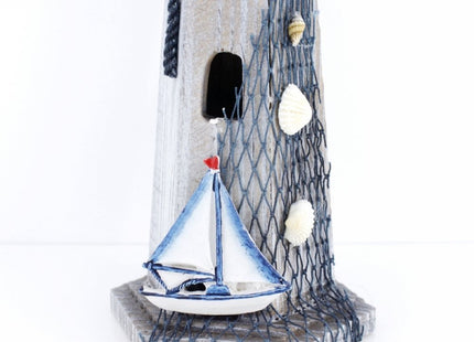 Sail Boat Wooden Lighthouse 10.6" High Nautical Themed Rooms Lighthouse Home Decor