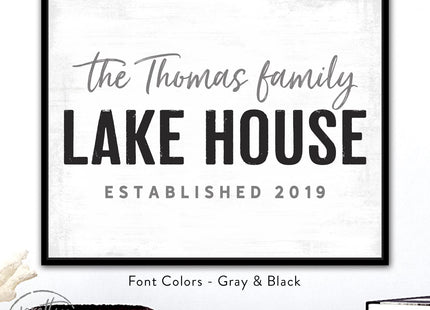Personalized Lake House Family Name Canvas Wall Art Custom Established