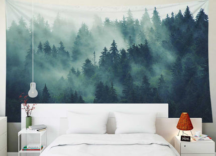 EMMTEEY Forest Tapestry 60X40 Inch Green Misty Pine Tree Nature Wall Art