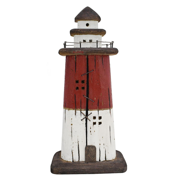 Aecipl Nautical Decor Wooden Lighthouse Beach Themed Coastal Ocean Figurine