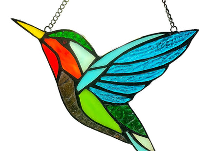 Hummingbird Stained Glass Window Hangings, Birds Stained Glass Decorations,Bird Suncatcher for Window Decor Hummingbird Gifts for Mom,Bird Lovers