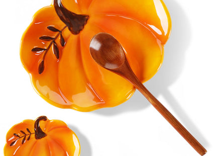Honeydak Ceramic Pumpkin Spoon Rest for Kitchen Counter