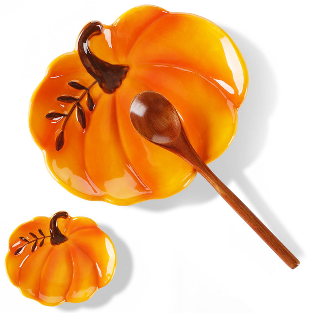 Honeydak Ceramic Pumpkin Spoon Rest for Kitchen Counter