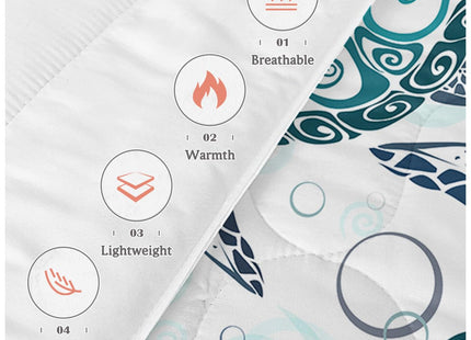 Sleepwish 4 Pieces Sea Turtle Comforter Set Full Size Bedding for Kids Royal Aqua Blue Tortoise Comforter Soft Bed Set
