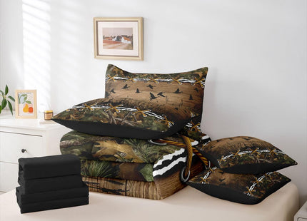 Duck Camo Comforter Set Full Size Bed Sheets and Comforter Set | Mallard Duck 7-Piece Bedding Set Mens Country Camo Bed in a Bag, Farmhouse Woodland Animals Bed Sets,Wildlife Cabin Hunting Decor