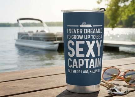 FROOBLEQUIRK Pontoon Captain 20 oz Tumbler – Funny Boating & Lake Life Drinkware, Gift for Boat Owners & Pontoon Lovers, Nautical Stainless Steel Insulated Cup
