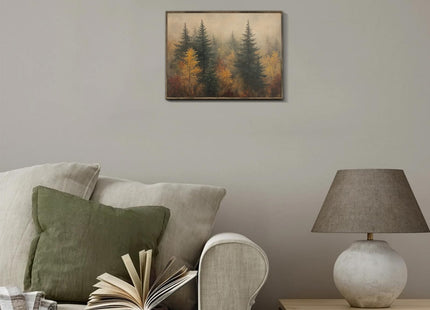 XOCUUI Autumn Forest Canvas Wall Art, Classical Retro Fall Forest Andscape Trees Canvas Prints Home Decor Office Farmhouse Bathroom, 8"X10" Unframed