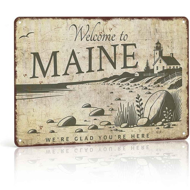 Welcome to Maine Aluminum Wall Sign 8 x 12 Inch