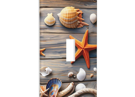 Starfish Board Single Toggle Wall Plate Cover 1 Gang Light Switch Cover Decorative Faceplate for Bathroom Bedroom Kitchen Room Decor Wallplate 4.5 x 2.76 Inch