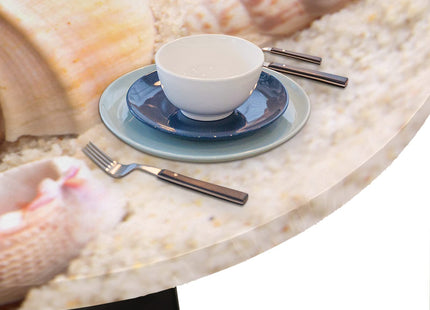 Round Fitted Tablecloth Beach Theme Starfish Circle Table Cover with Elastic Waterproof Wipeable Polyester Small Outdoor Table Cloths for Kitchen Picnic Party Patio Dining Decor Fit for 40"-44" Tables