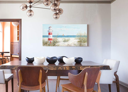Lighthouse Canvas Wall Art for Home Bathroom Lighthouse Art Seagull Themed Boat Wall Coastal Wall Decor Large Framed for Living Room Easy to Hang 40''X20''