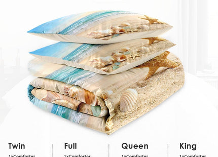 WeCozy Full Comforter Set, 3 Pieces Coastal Beach Bedding Set