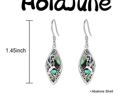 Sterling Silver Hummingbird Earrings Abalone Shell Filigree Hummingbird Dangle Drop Earrings Bohemia Jewelry Gift for Women Mother Mom