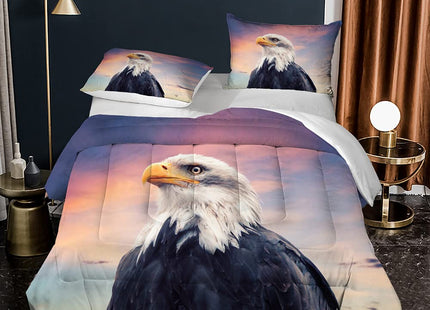 Albideyaa Wildlife Bald Eagle Kids Comforter Sets Full Size Bed Bedding Set Nature Snow Forest 3D Print Duvet Animal Theme Boys Girls Teens Adult Quilt Set with 2Pillowcase