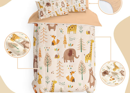 SANDJEST Woodland Animal Full Bedding Sets with 4-Pieces (Includes 1 Comforter, 1 Fitted Sheet 2 Pillowcases), Comforters Bed Set Bedroom Decor