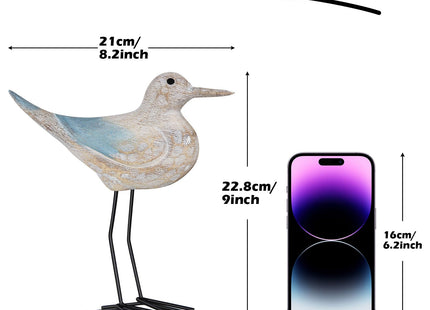 LaLamona Sea Birds Statues Coastal Decor, Wooden Seagull Sculptures Decor for Home Nautical Coastal Beach Ocean Tables Rooms Display, 2pcs