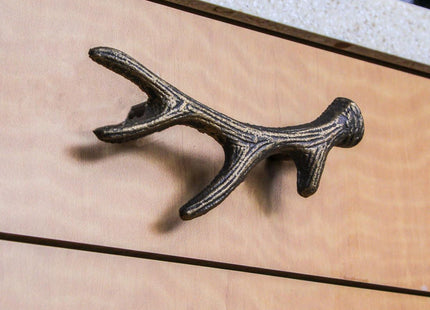 Zeckos Set of 6 Deer Antler Drawer Pulls, 6.25 Inch Bronze Cast Iron