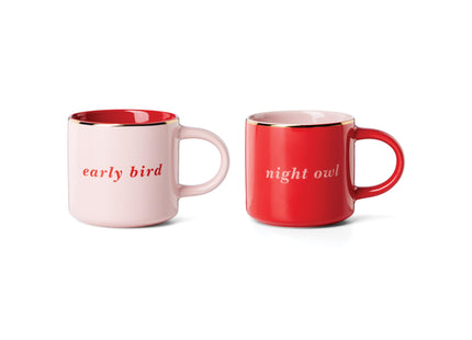 kate spade new york Early Bird & Night Owl, Mugs, Set of 2, Pink